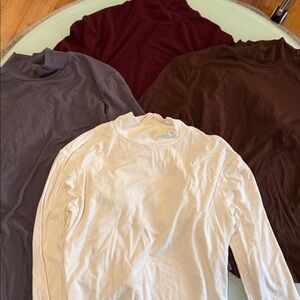4pk Long Sleeve Turtleneck Tops Grey, Brown, Maroon & cream